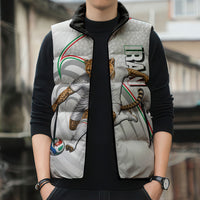 Personalized Iran Football Cheetah Sleeveless Puffer Jacket Team Melli Persian Soccer Graphic Art