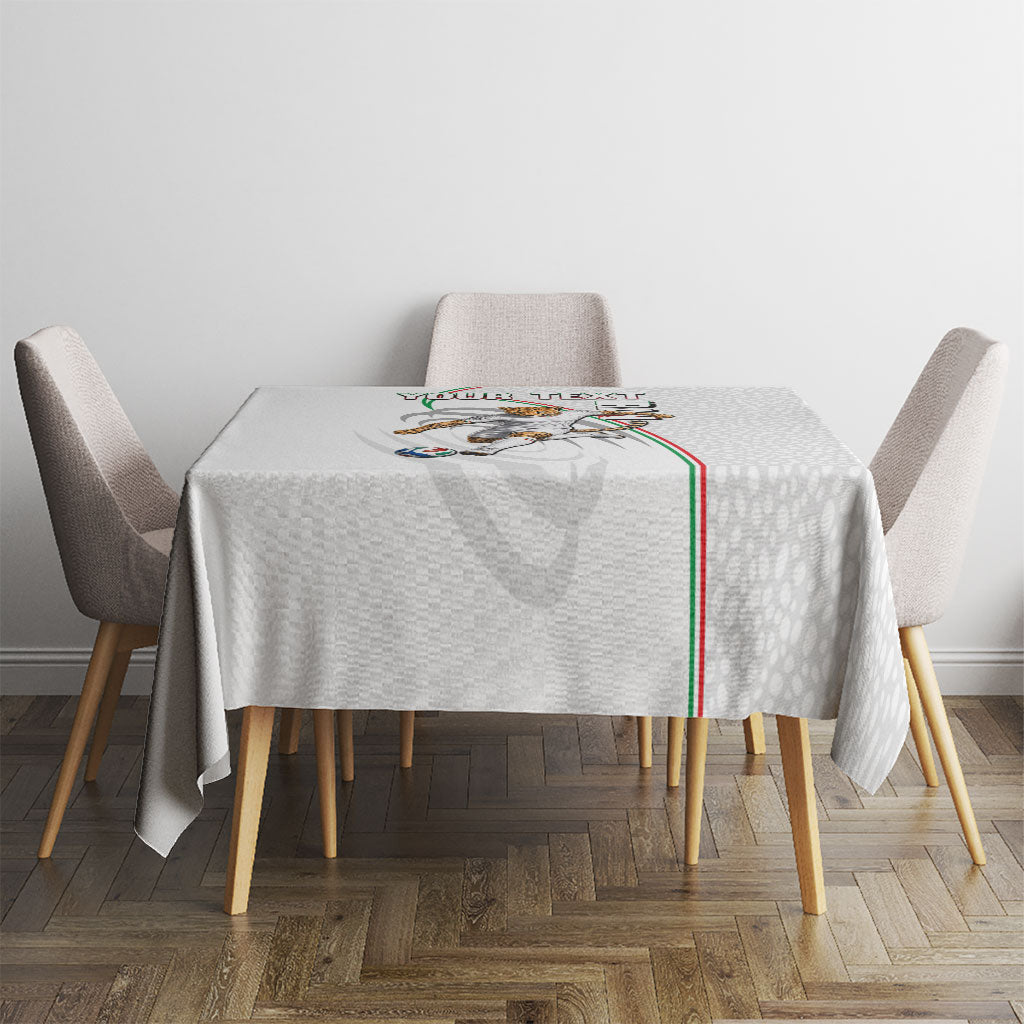 Personalized Iran Football Cheetah Tablecloth Team Melli Persian Soccer Graphic Art