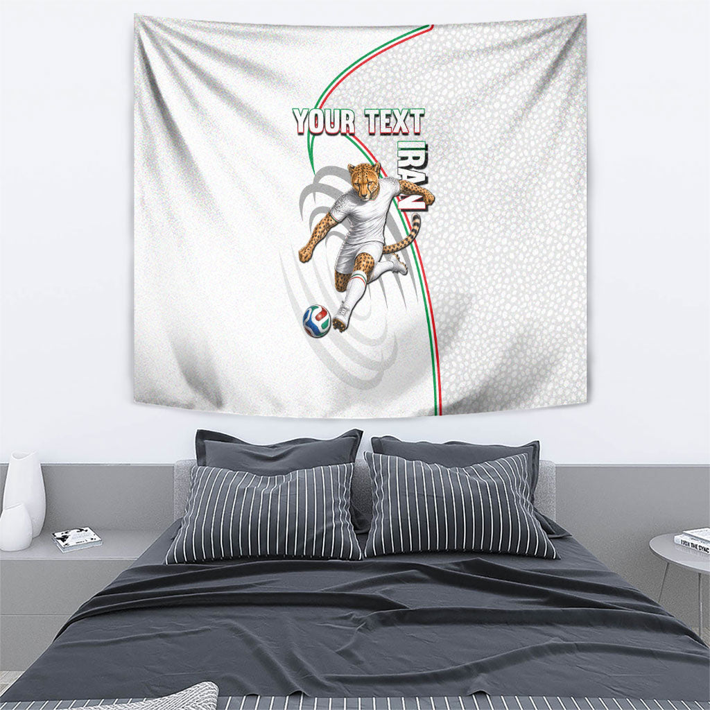 Personalized Iran Football Cheetah Tapestry Team Melli Persian Soccer Graphic Art