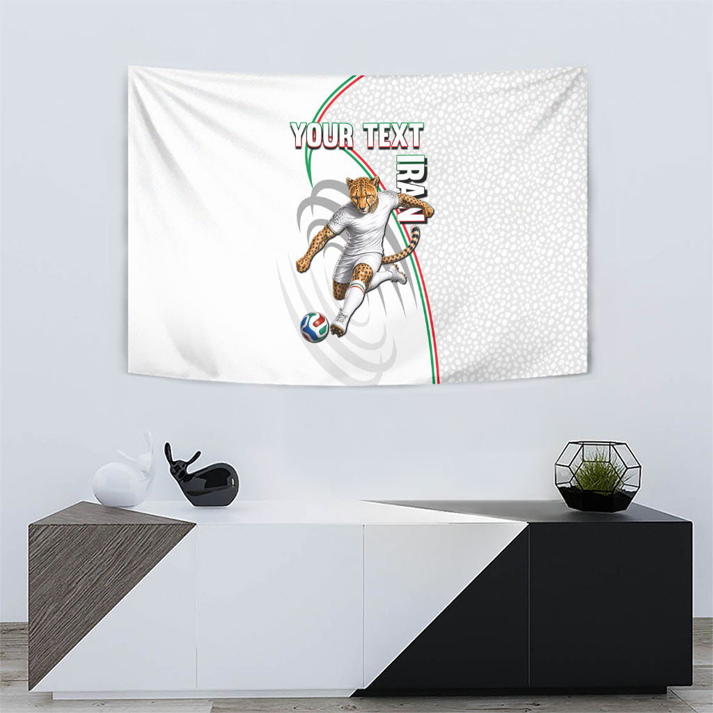Personalized Iran Football Cheetah Tapestry Team Melli Persian Soccer Graphic Art