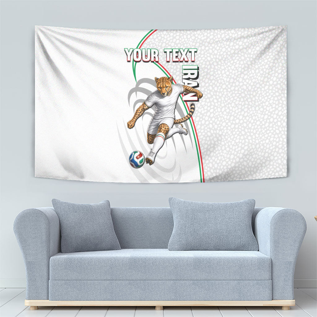 Personalized Iran Football Cheetah Tapestry Team Melli Persian Soccer Graphic Art
