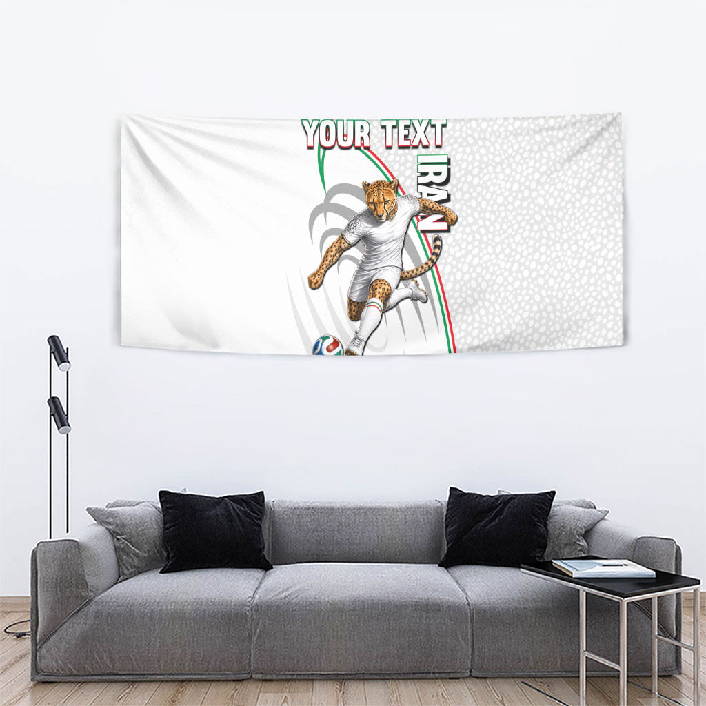 Personalized Iran Football Cheetah Tapestry Team Melli Persian Soccer Graphic Art