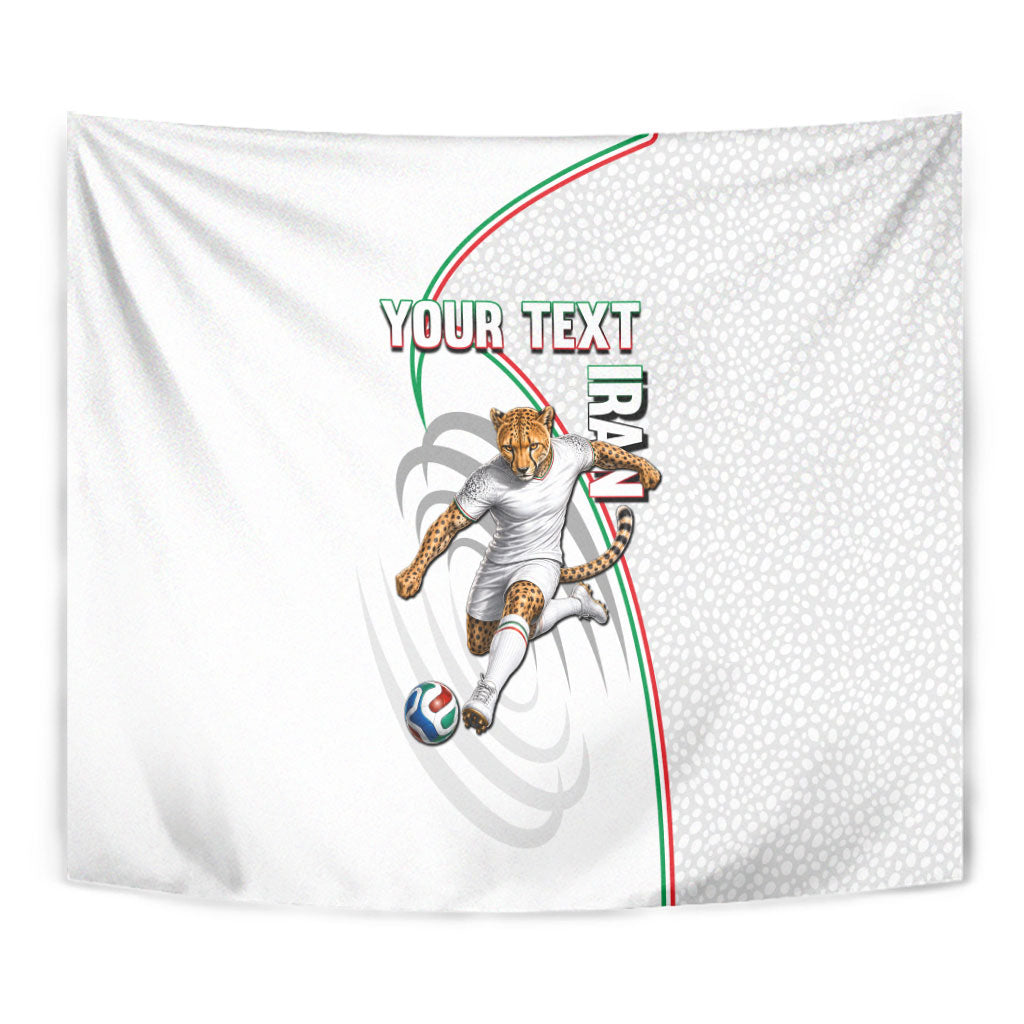 Personalized Iran Football Cheetah Tapestry Team Melli Persian Soccer Graphic Art