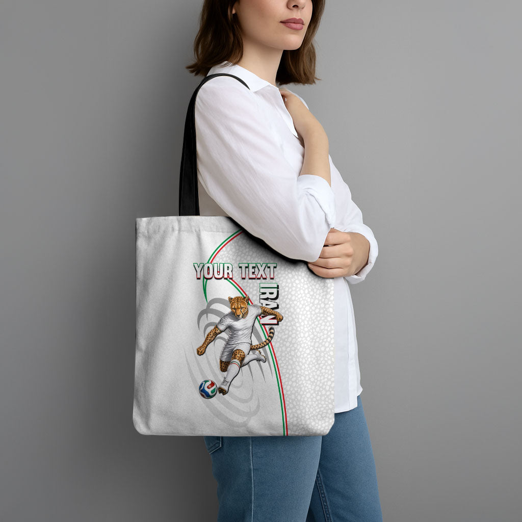 Personalized Iran Football Cheetah Tote Bag Team Melli Persian Soccer Graphic Art