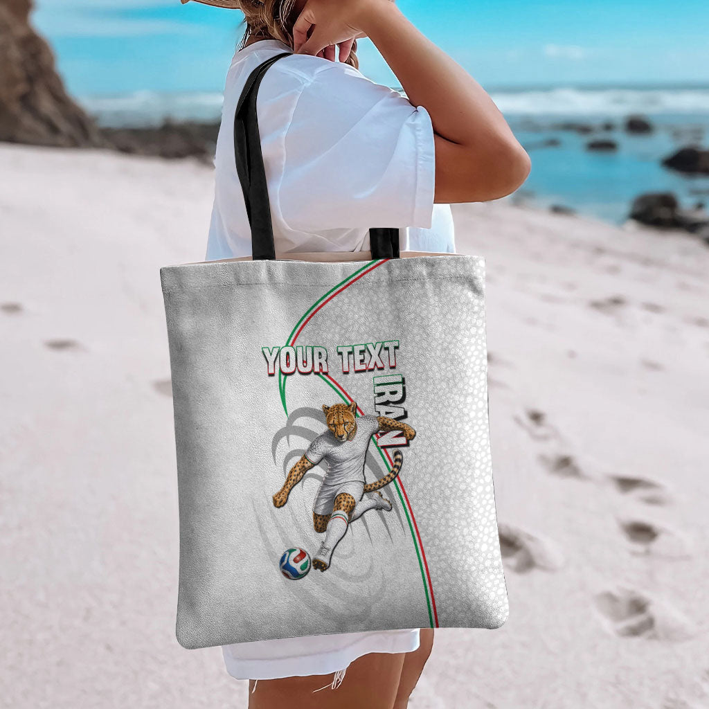 Personalized Iran Football Cheetah Tote Bag Team Melli Persian Soccer Graphic Art