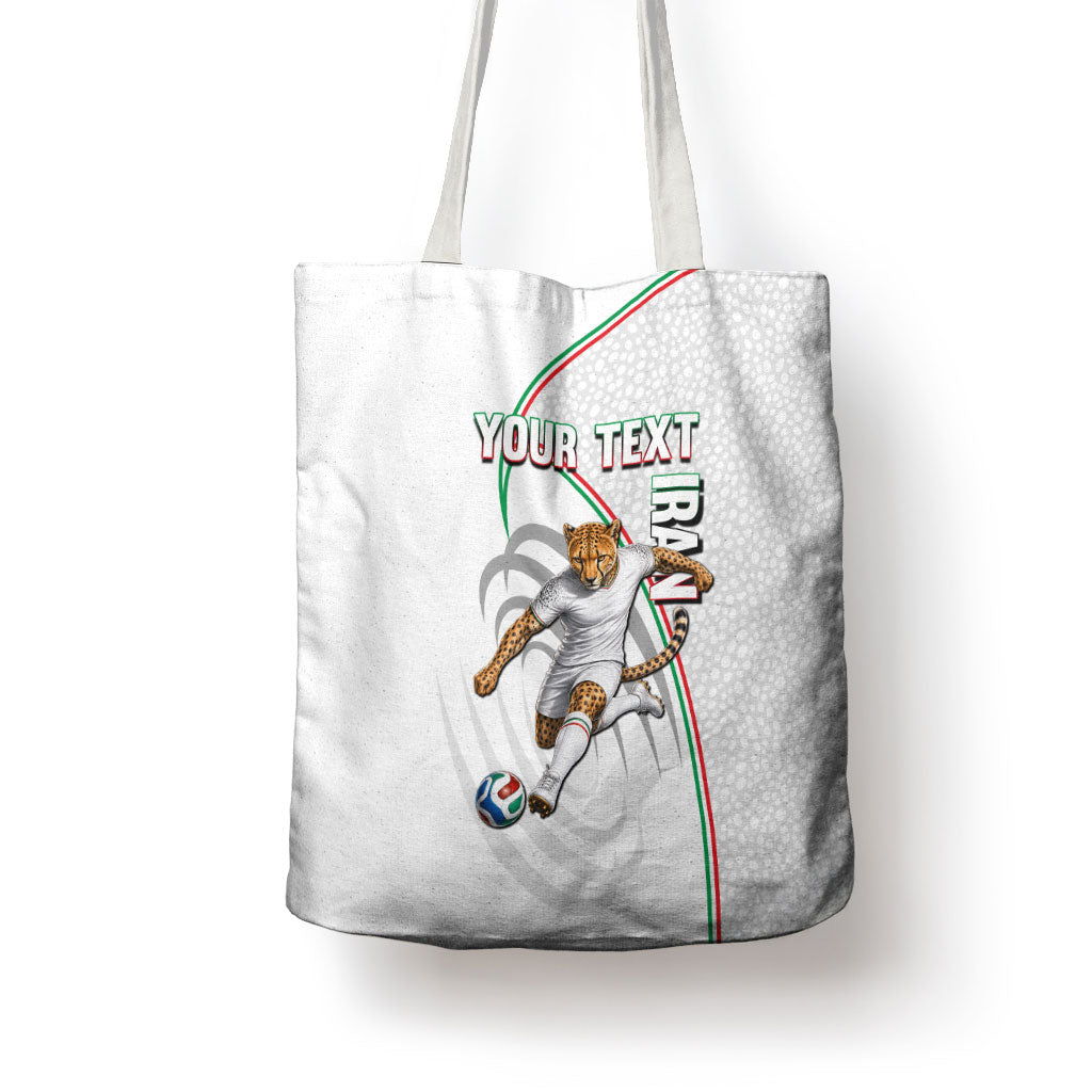 Personalized Iran Football Cheetah Tote Bag Team Melli Persian Soccer Graphic Art