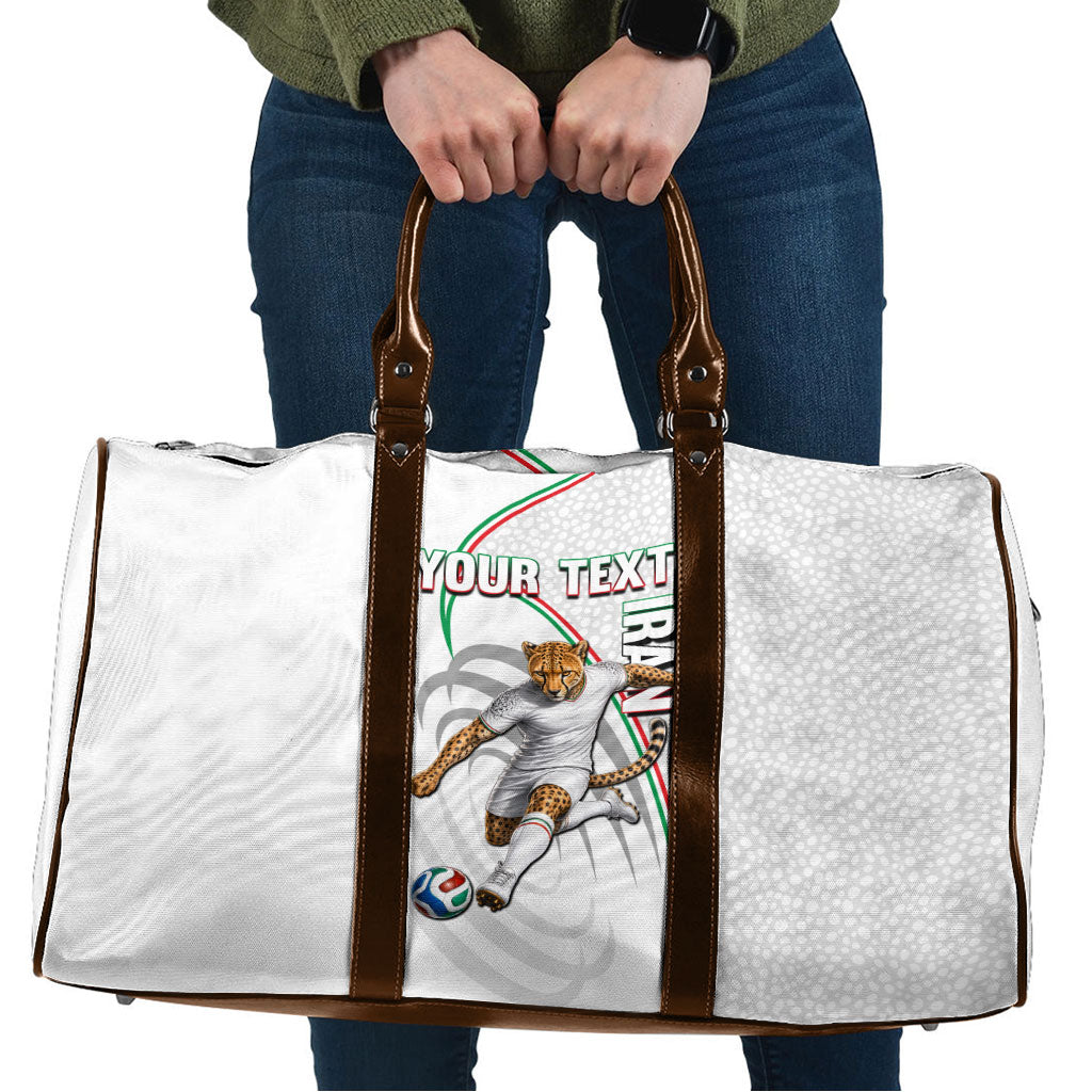 Personalized Iran Football Cheetah Travel Bag Team Melli Persian Soccer Graphic Art