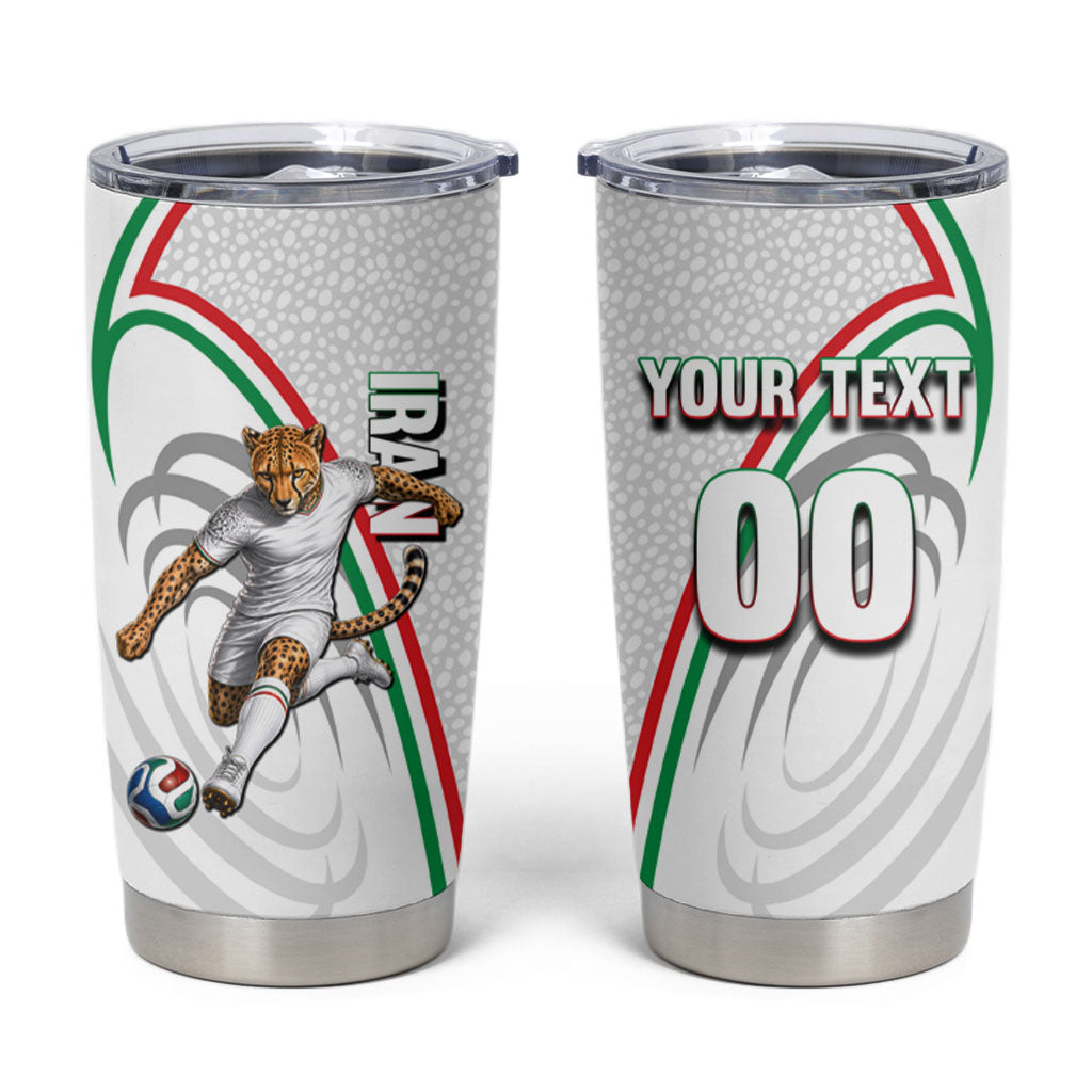 Personalized Iran Football Cheetah Tumbler Cup Team Melli Persian Soccer Graphic Art
