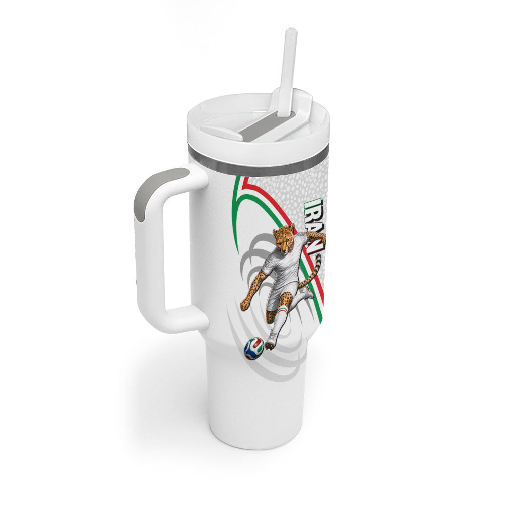 Personalized Iran Football Cheetah Tumbler With Handle Team Melli Persian Soccer Graphic Art