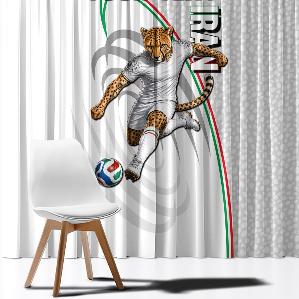 Personalized Iran Football Cheetah Window Curtain Team Melli Persian Soccer Graphic Art