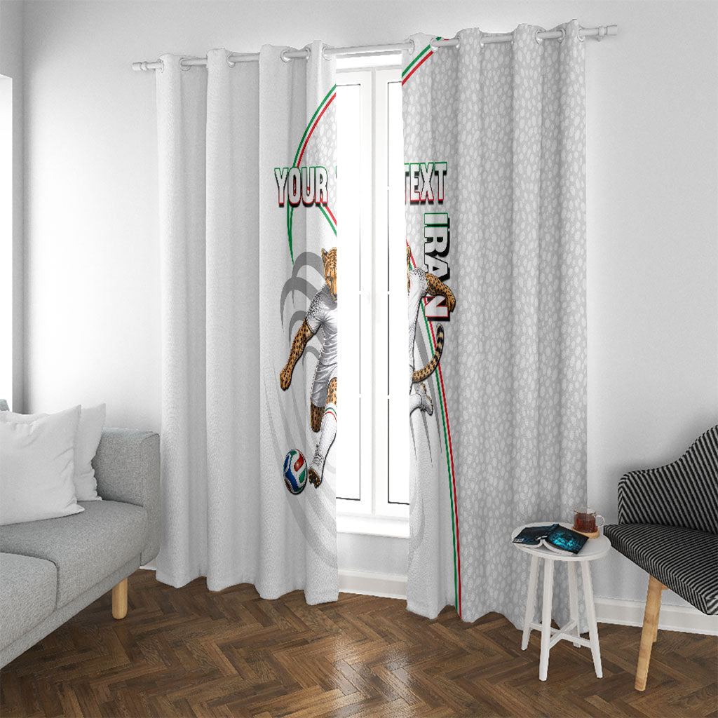 Personalized Iran Football Cheetah Window Curtain Team Melli Persian Soccer Graphic Art