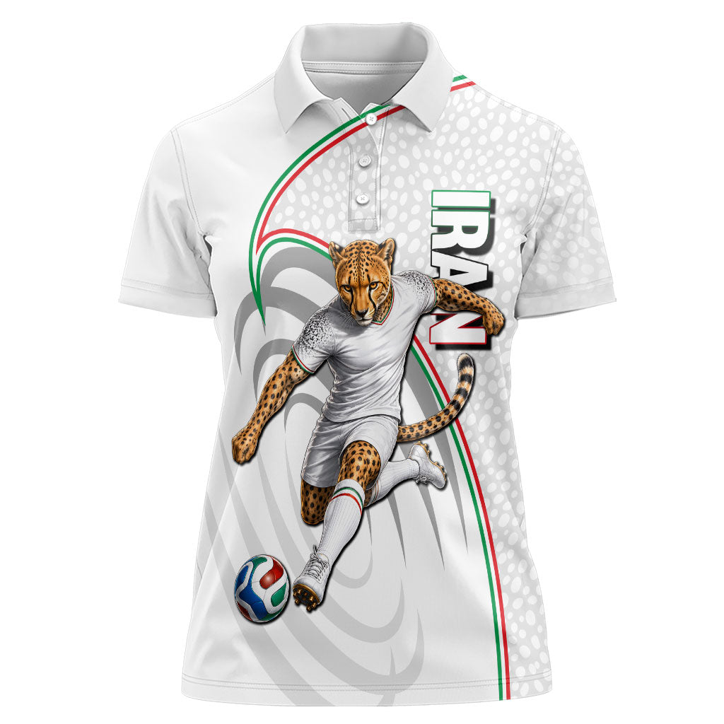 Personalized Iran Football Cheetah Women Polo Shirt Team Melli Persian Soccer Graphic Art