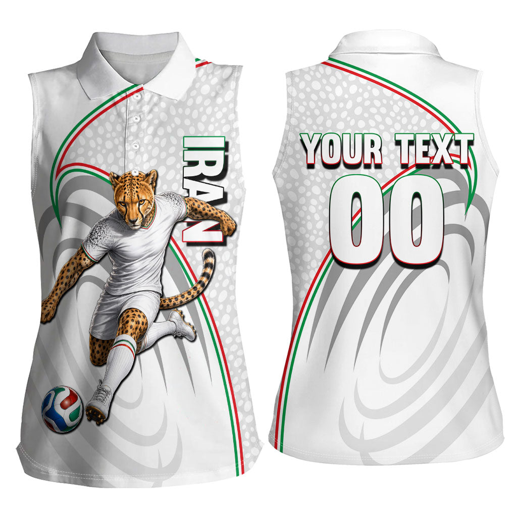 Personalized Iran Football Cheetah Women Sleeveless Polo Shirt Team Melli Persian Soccer Graphic Art
