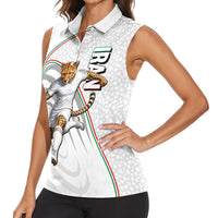 Personalized Iran Football Cheetah Women Sleeveless Polo Shirt Team Melli Persian Soccer Graphic Art