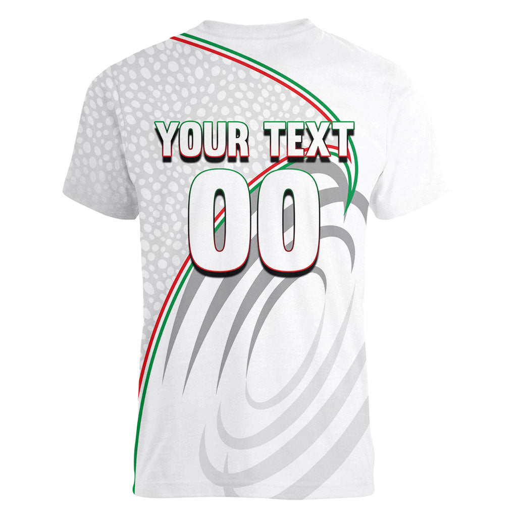 Personalized Iran Football Cheetah Women V-Neck T-Shirt Team Melli Persian Soccer Graphic Art