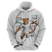Personalized Iran Football Cheetah Zip Hoodie Team Melli Persian Soccer Graphic Art