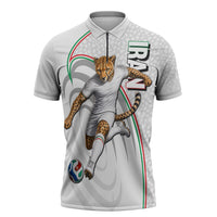 Personalized Iran Football Cheetah Zipper Polo Shirt Team Melli Persian Soccer Graphic Art