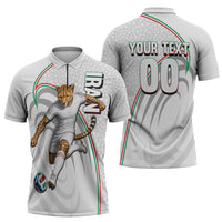 Personalized Iran Football Cheetah Zipper Polo Shirt Team Melli Persian Soccer Graphic Art
