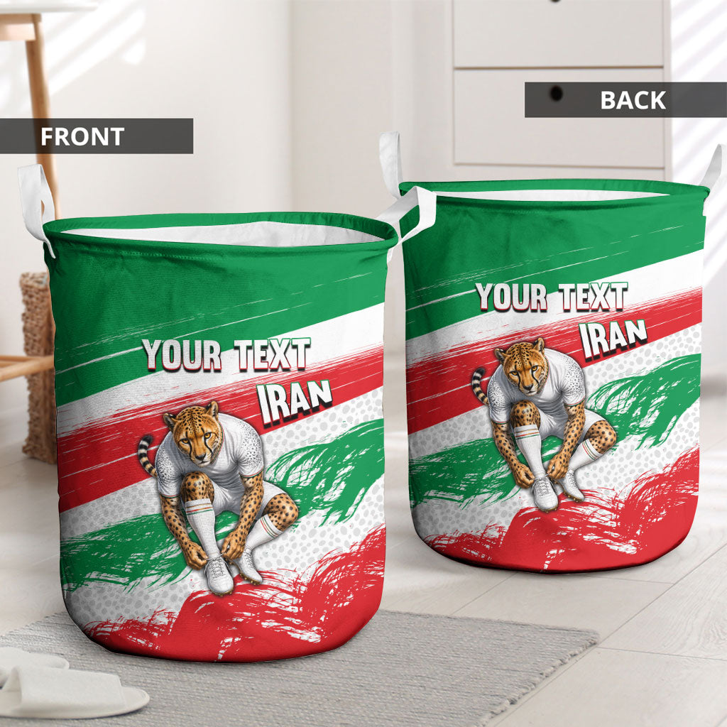 Personalized Iran Football Team Melli Laundry Basket Iranian Cheetah Patriotic Flag