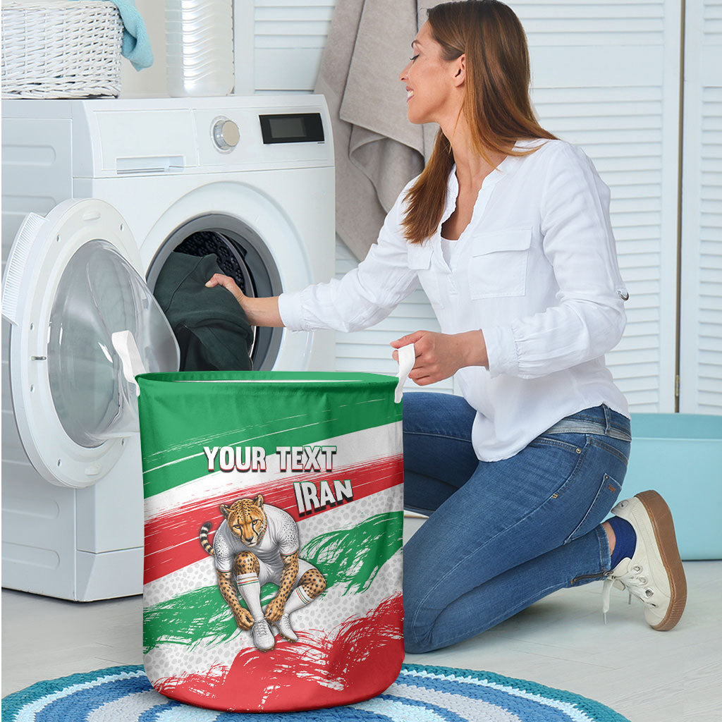 Personalized Iran Football Team Melli Laundry Basket Iranian Cheetah Patriotic Flag