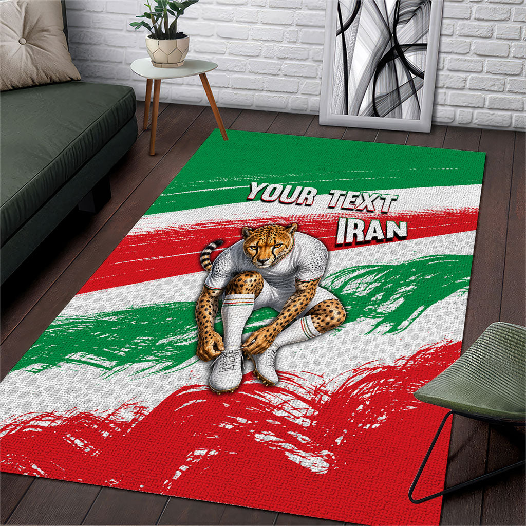 Personalized Iran Football Team Melli Area Rug Iranian Cheetah Patriotic Flag