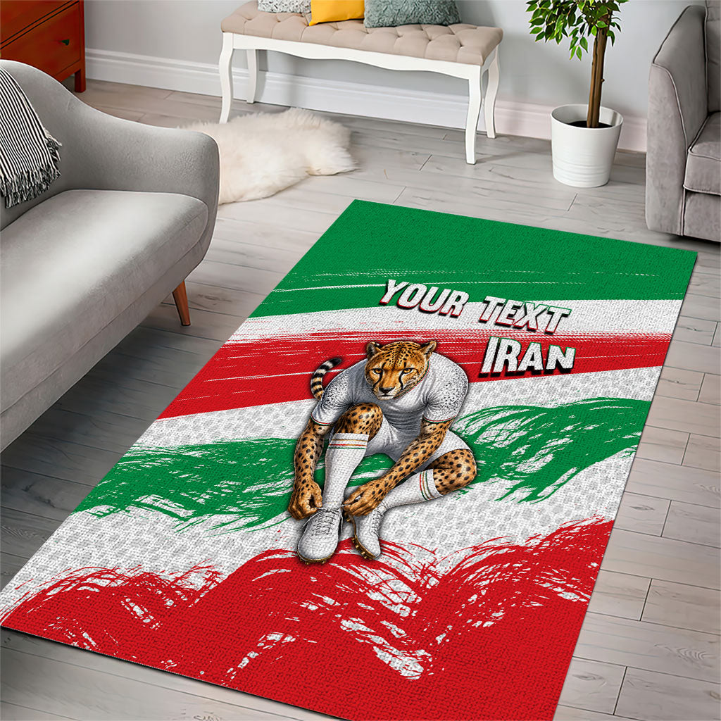 Personalized Iran Football Team Melli Area Rug Iranian Cheetah Patriotic Flag