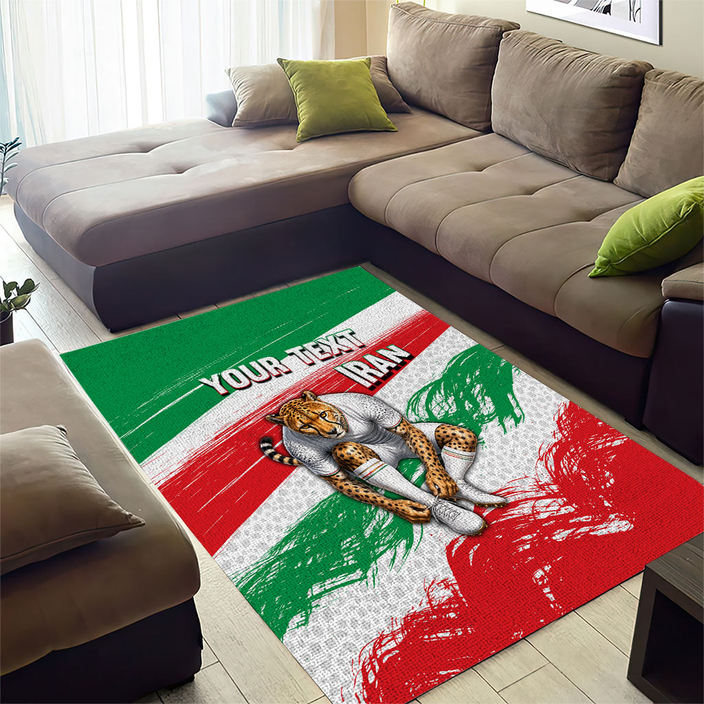Personalized Iran Football Team Melli Area Rug Iranian Cheetah Patriotic Flag