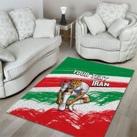 Personalized Iran Football Team Melli Area Rug Iranian Cheetah Patriotic Flag