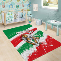 Personalized Iran Football Team Melli Area Rug Iranian Cheetah Patriotic Flag