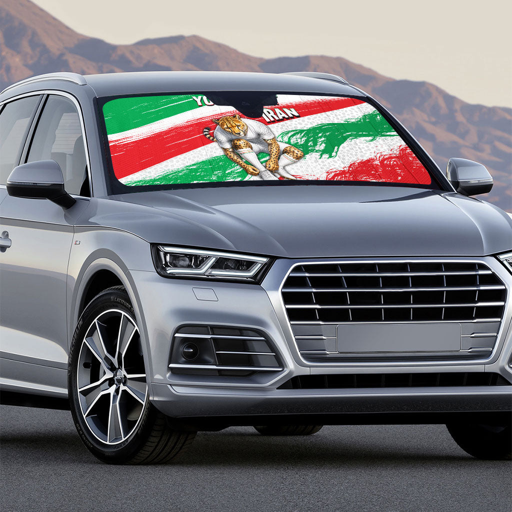 Personalized Iran Football Team Melli Auto Sun Shade Iranian Cheetah Patriotic Flag