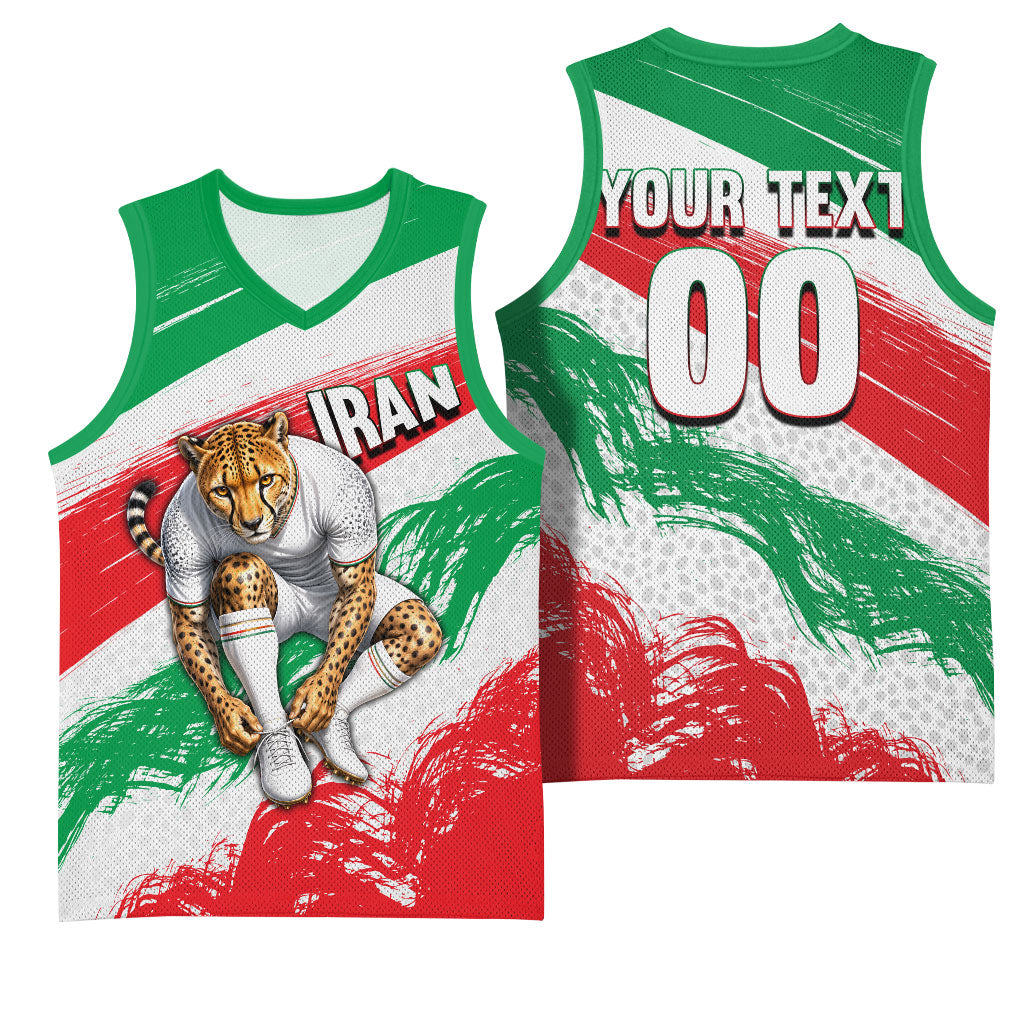 Personalized Iran Football Team Melli Basketball Jersey Iranian Cheetah Patriotic Flag