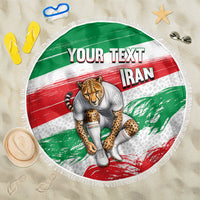 Personalized Iran Football Team Melli Beach Blanket Iranian Cheetah Patriotic Flag