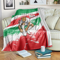 Personalized Iran Football Team Melli Blanket Iranian Cheetah Patriotic Flag