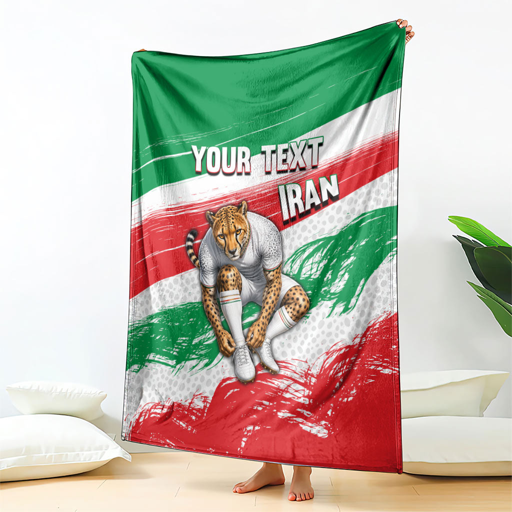 Personalized Iran Football Team Melli Blanket Iranian Cheetah Patriotic Flag