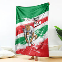 Personalized Iran Football Team Melli Blanket Iranian Cheetah Patriotic Flag