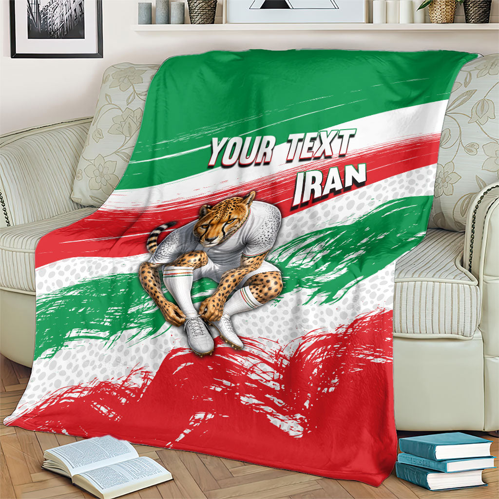 Personalized Iran Football Team Melli Blanket Iranian Cheetah Patriotic Flag