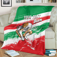 Personalized Iran Football Team Melli Blanket Iranian Cheetah Patriotic Flag