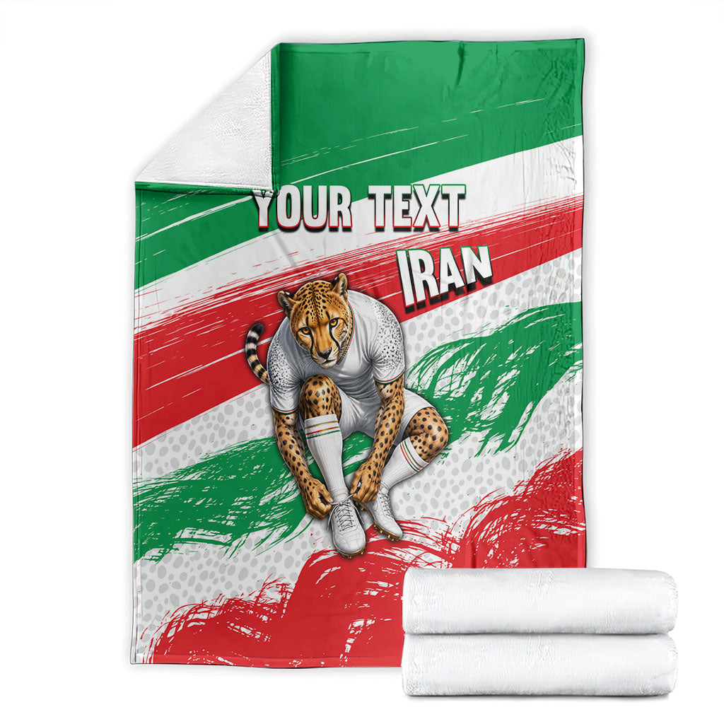Personalized Iran Football Team Melli Blanket Iranian Cheetah Patriotic Flag
