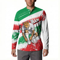 Personalized Iran Football Team Melli Button Sweatshirt Iranian Cheetah Patriotic Flag
