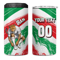 Personalized Iran Football Team Melli 4 in 1 Can Cooler Tumbler Iranian Cheetah Patriotic Flag