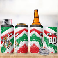 Personalized Iran Football Team Melli 4 in 1 Can Cooler Tumbler Iranian Cheetah Patriotic Flag