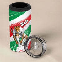 Personalized Iran Football Team Melli 4 in 1 Can Cooler Tumbler Iranian Cheetah Patriotic Flag
