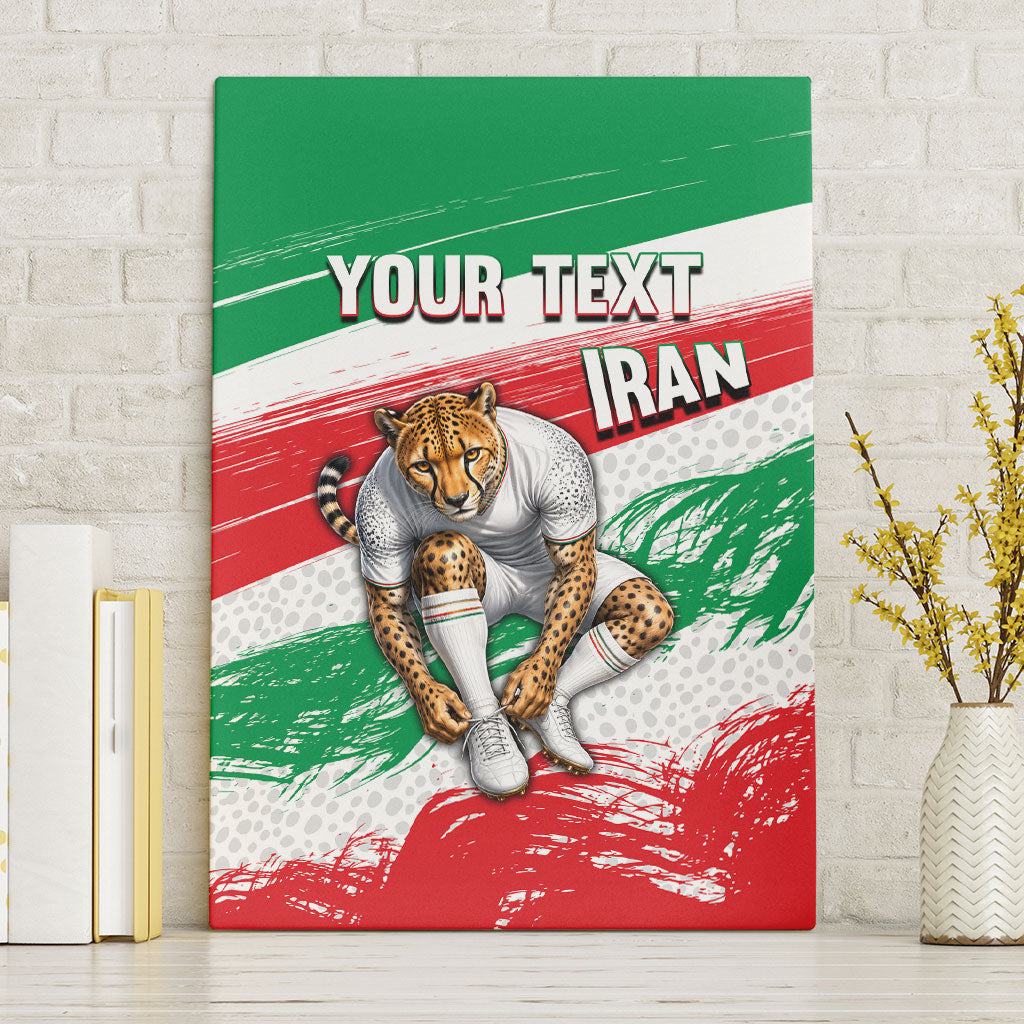 Personalized Iran Football Team Melli Canvas Wall Art Iranian Cheetah Patriotic Flag
