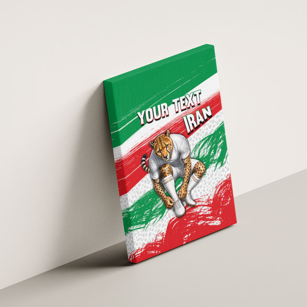 Personalized Iran Football Team Melli Canvas Wall Art Iranian Cheetah Patriotic Flag