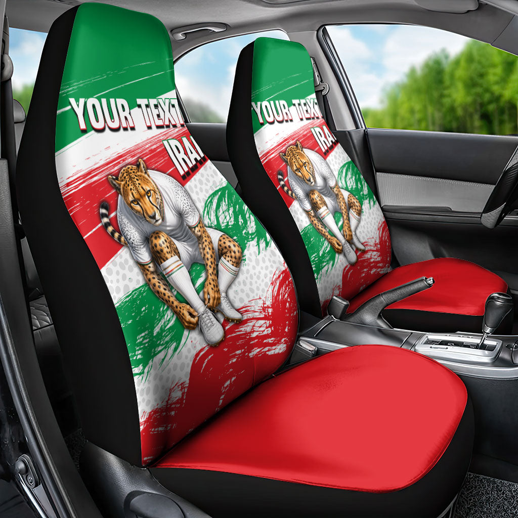 Personalized Iran Football Team Melli Car Seat Cover Iranian Cheetah Patriotic Flag