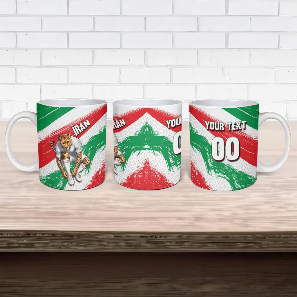 Personalized Iran Football Team Melli Ceramic Mug Iranian Cheetah Patriotic Flag