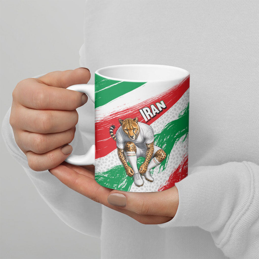 Personalized Iran Football Team Melli Ceramic Mug Iranian Cheetah Patriotic Flag