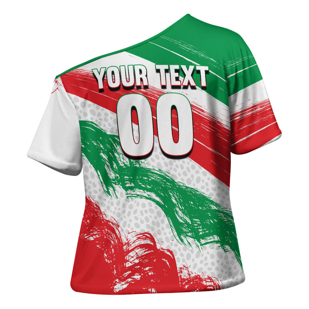 Personalized Iran Football Team Melli Cross Shoulder Shirt Iranian Cheetah Patriotic Flag