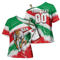 Personalized Iran Football Team Melli Cross Shoulder Shirt Iranian Cheetah Patriotic Flag
