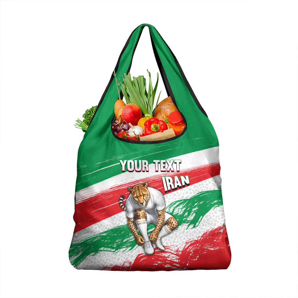 Personalized Iran Football Team Melli Grocery Bag Iranian Cheetah Patriotic Flag